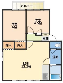 ハイツナルト(2LDK/1階)の間取り写真