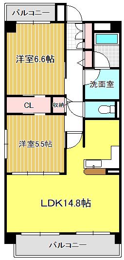 LE CIEL(2LDK/3階)の間取り写真