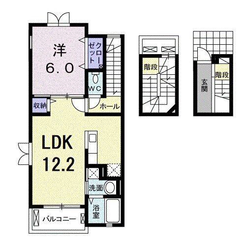 ベルセゾン(1LDK/3階)の間取り写真
