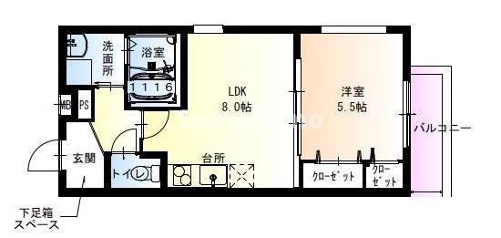 フジパレス尼崎西浦公園南(1LDK/3階)の間取り写真