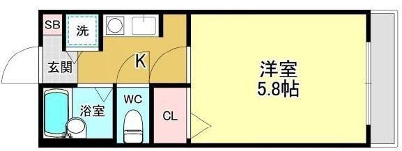 アール江坂(1K/4階)の間取り写真