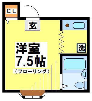 大都マンション(1K/2階)の間取り写真
