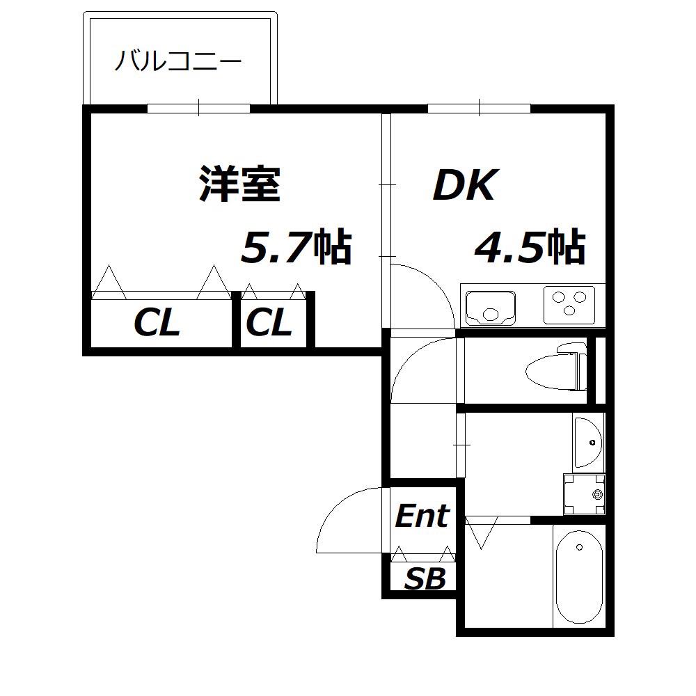 LIBERTA御影(1DK/4階)の間取り写真