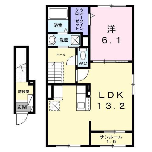 KASHIWA HILLS(1LDK/2階)の間取り写真