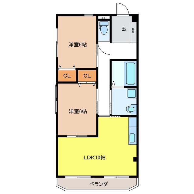 シャトーみずほ(2LDK/2階)の間取り写真
