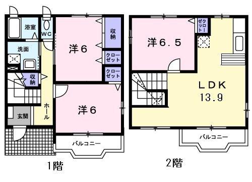 シャン・ド・フルールD(3LDK/1階)の間取り写真