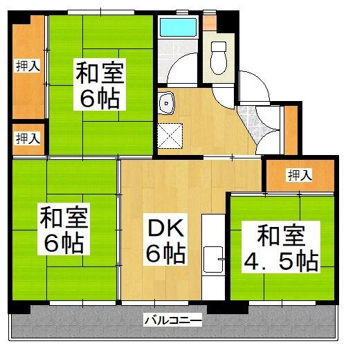 ビレッジハウス備前片上2号棟(3DK/1階)の間取り写真