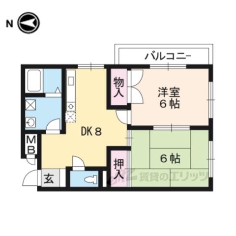 沢町ハイツ(2DK/2階)の間取り写真