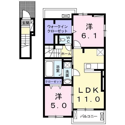 エアリーハウスC(2LDK/2階)の間取り写真