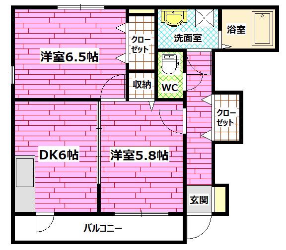 ＪＲ呉線 矢野駅 徒歩86分 2階建 築17年(2DK/1階)の間取り写真
