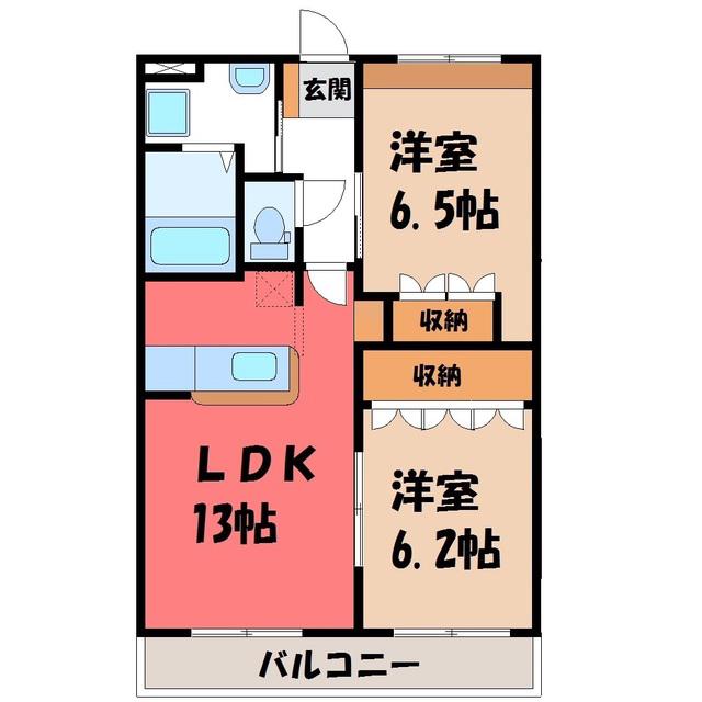 プリベール(2LDK/3階)の間取り写真