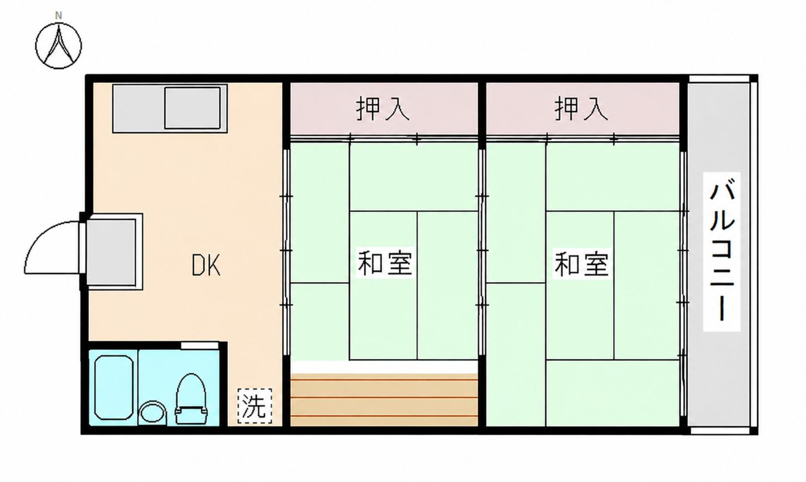 マンション杉(2DK/1階)の間取り写真