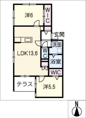 OCT I(2LDK/1階)の間取り写真