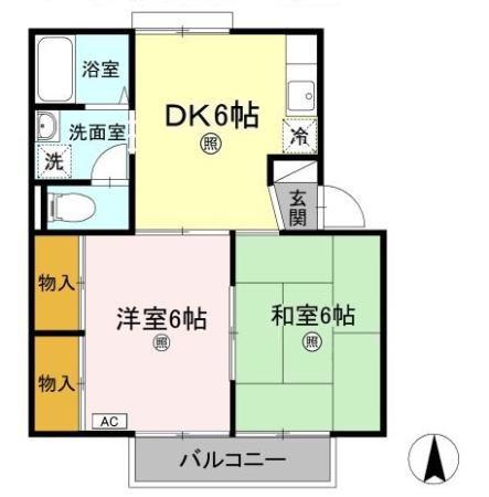 プレジール安田 A(2DK/2階)の間取り写真