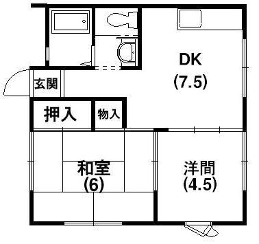 カプチーノSHUN(2DK/2階)の間取り写真