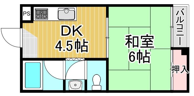 栄光ロイヤルハイツ(1DK/4階)の間取り写真