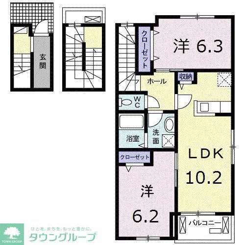 アルコバレーニIII(2LDK/3階)の間取り写真