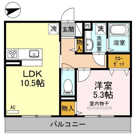 プランドール花田II(1LDK/2階)の間取り写真