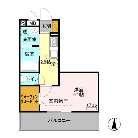 プランドール(1K/3階)の間取り写真