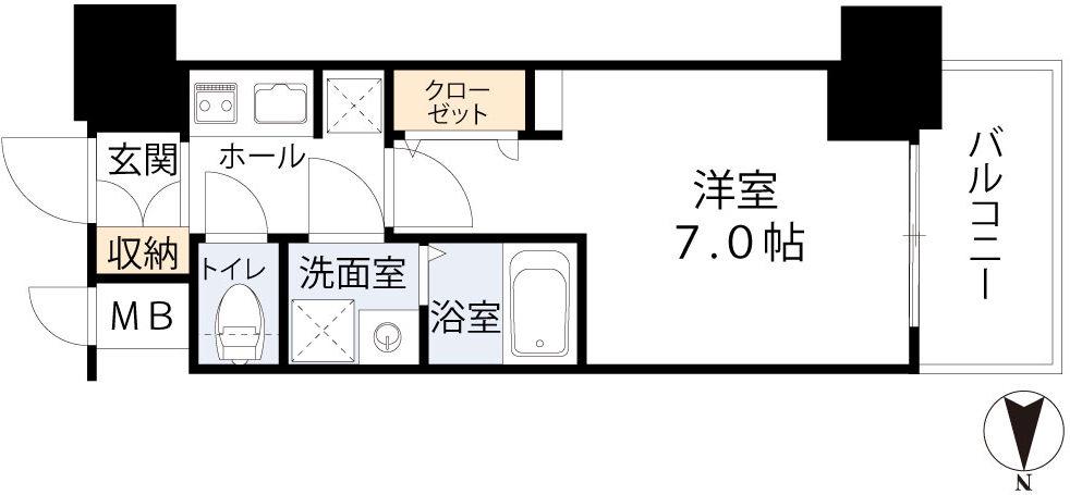 ファーストフィオーレ大阪城イースト(1K/12階)の間取り写真