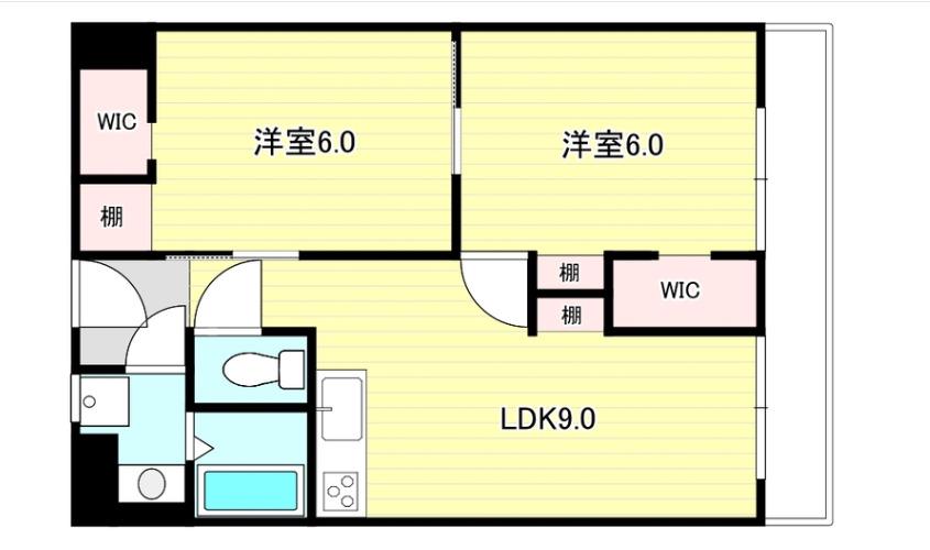 コーポみしま(2LDK/4階)の間取り写真