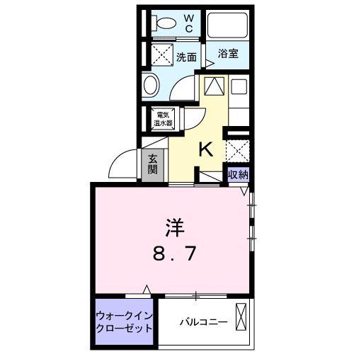 リヴェール 雅(1K/1階)の間取り写真