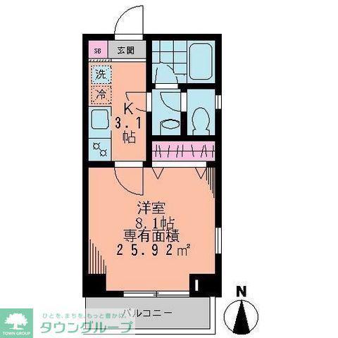 コーマディルッソ(1K/6階)の間取り写真