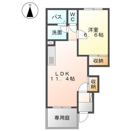スターテラス小池原Ⅱ(1LDK/1階)の間取り写真