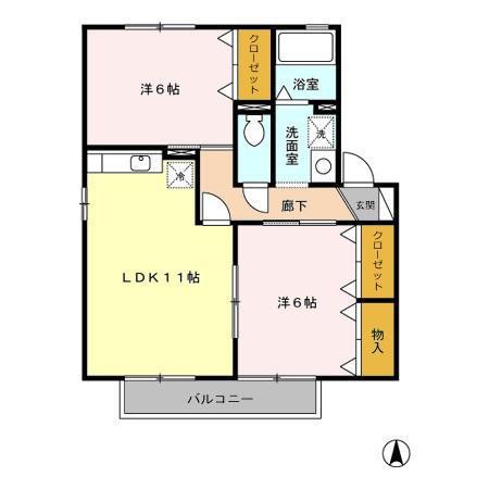 セジュール モア A(2LDK/2階)の間取り写真