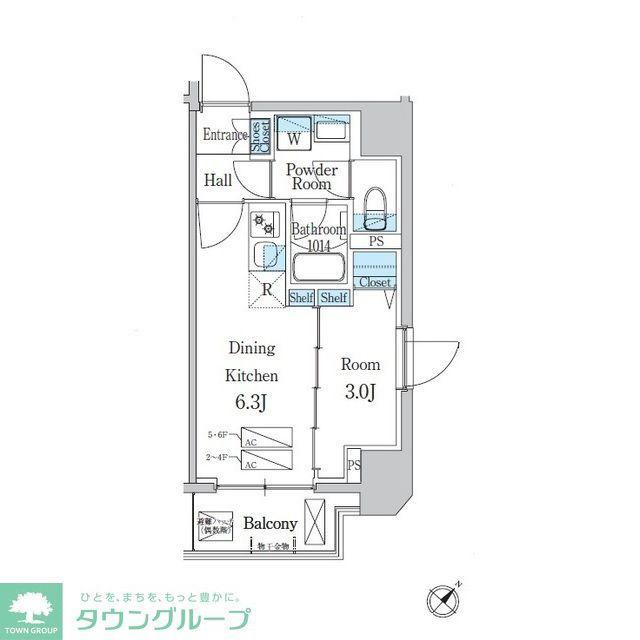 デュオフラッツ一之江ウエスト(1DK/6階)の間取り写真