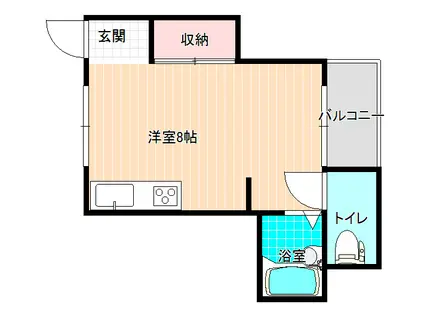 ウエストシャトー1(ワンルーム/1階)の間取り写真