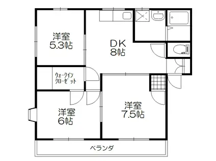 マルエハイツII(3DK/2階)の間取り写真
