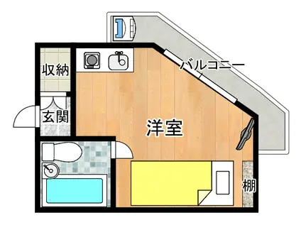 山口山ビル家電付き(ワンルーム/3階)の間取り写真