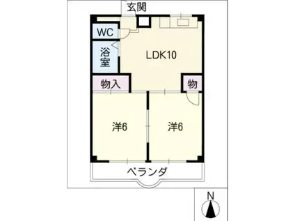 アイマンション(2LDK/2階)の間取り写真