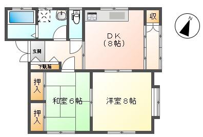 コスモパレス(2DK/2階)の間取り写真