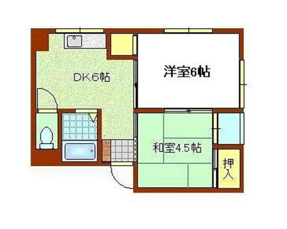 ハイネス原野(2DK/4階)の間取り写真
