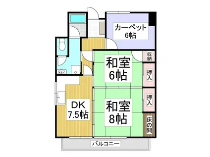サンフラワーヒノマンション(3DK/1階)の間取り写真