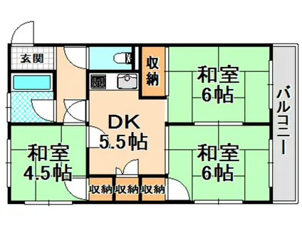 ハイツ寿(3DK/3階)の間取り写真