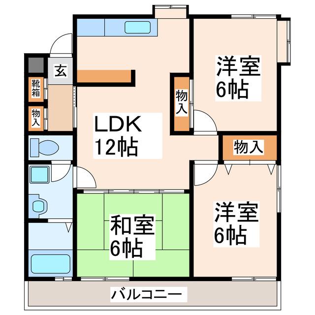 ファミール城南(3LDK/3階)の間取り写真