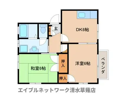 ヴィラ堀池A棟(2DK/2階)の間取り写真