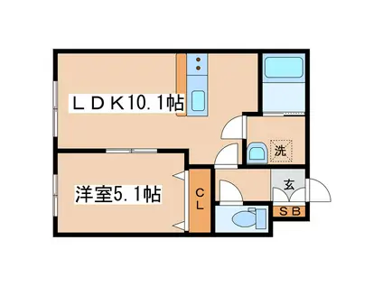 CUBIC K5(1LDK/1階)の間取り写真