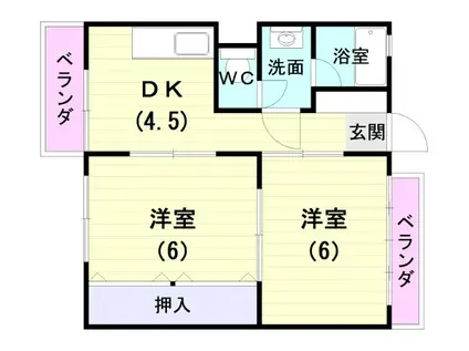 宮崎マンション(2DK/3階)の間取り写真