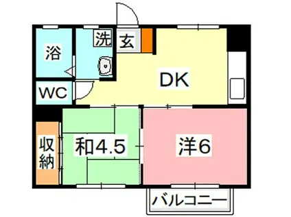 ハイムティファニーB棟(2DK/2階)の間取り写真