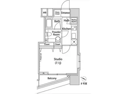 ファーストリアルタワー新宿(1K/11階)の間取り写真