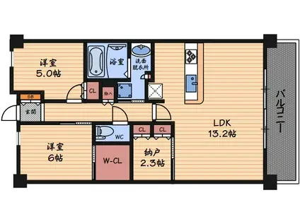 プラネスーペリア梅田北ブライトンコンフォート(2SDK/11階)の間取り写真