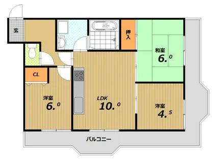 ビバリーハウス須磨弐番館(3LDK/1階)の間取り写真