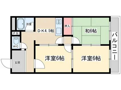 新大阪末広第一ハイツ(3DK/3階)の間取り写真