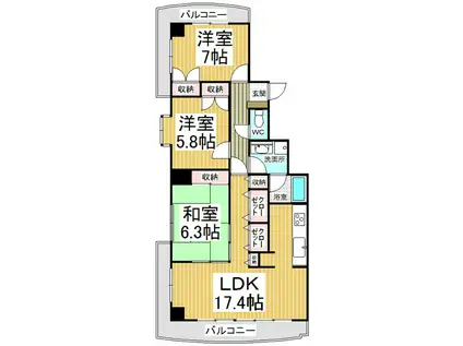 グランドメゾン長野(3LDK/4階)の間取り写真