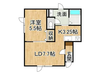 浦幌アパート(1LDK/1階)の間取り写真