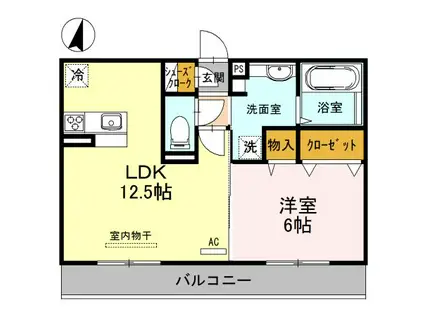 SAKURAII(1LDK/2階)の間取り写真